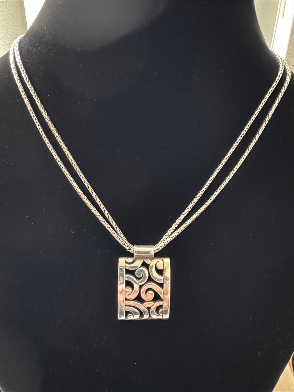 Brighton Silver Swirl Square Pendant Necklace